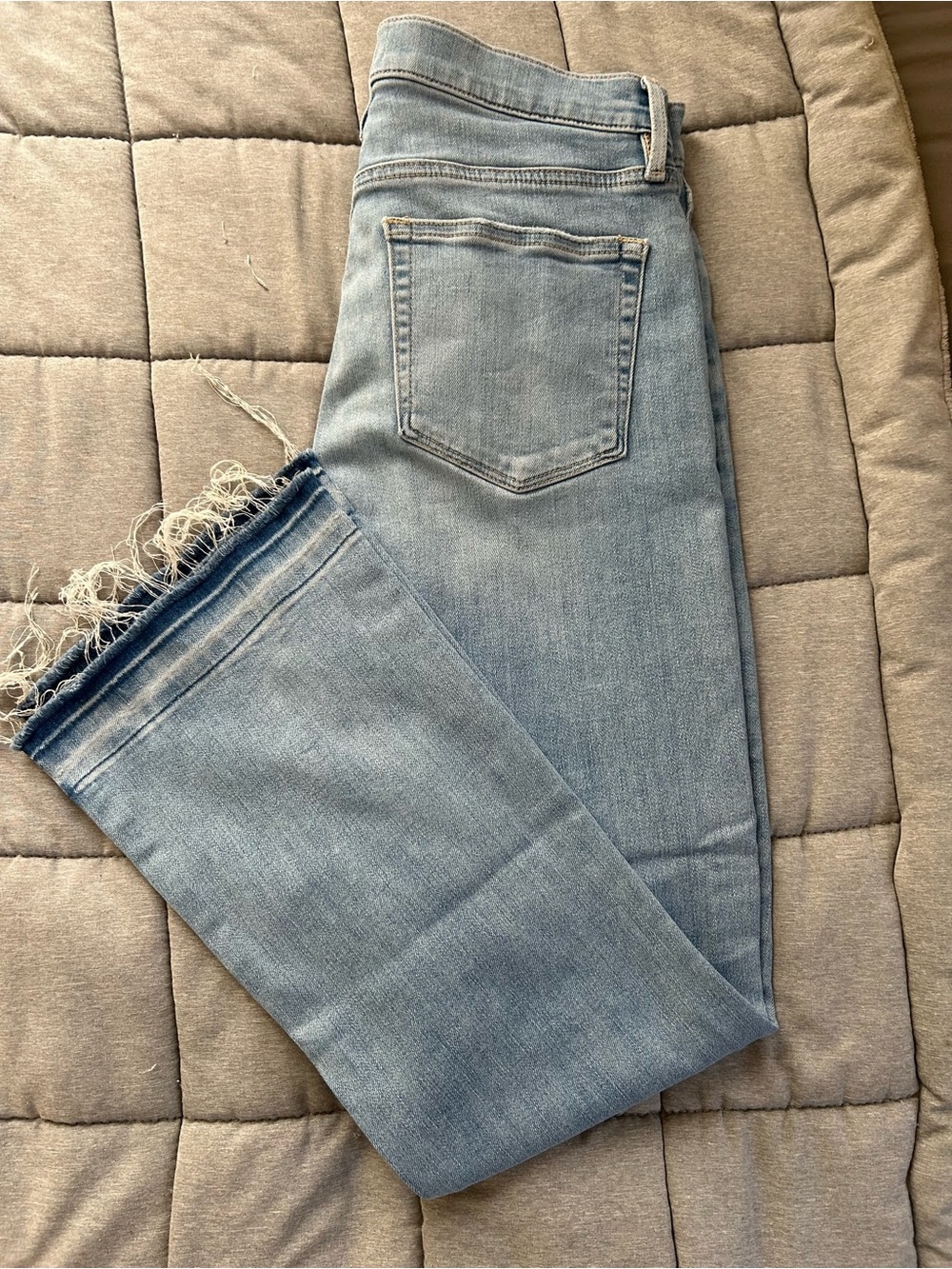 LOFT Light Blue Ankle Fringe Hem Jeans